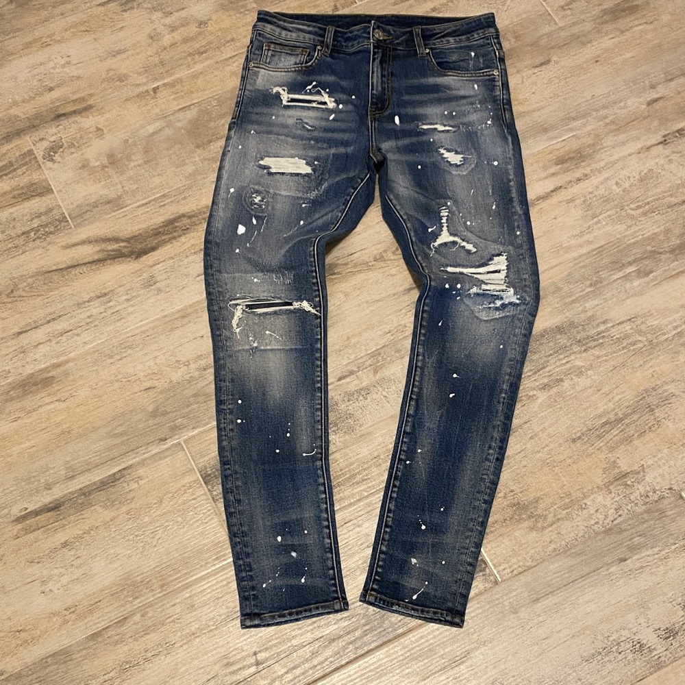 Embellish Distressed Skinny Jeans